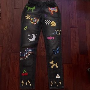 DKNY Handpainted Mom Jeans